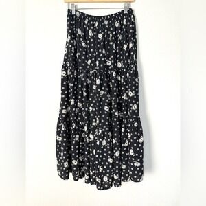 Y2K Tiered Maxi Skirt Womens Medium Floral Fairy Dark Feminine Bohemian